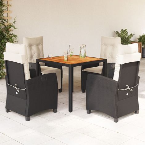 Set de muebles jardín 5 pzas con cojines ratán sintético negro vidaXL (1/5)