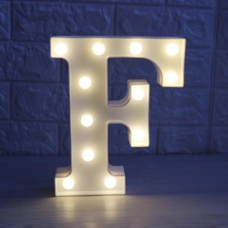 Lettre F LED Lumineuse avec Minuterie Sans Fil et Télécommande Variateur pour Anniversaire, Fête, Mariage, Vacances, Maison (1/5)