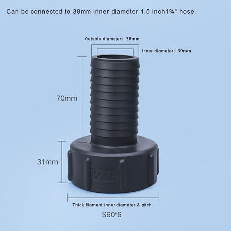 Raccord Robinet Adaptateur IBC - Filetage Grossier S60x6 - Pour Réservoirs IBC et Sacs Citernes - 1 Pièce (1/5)