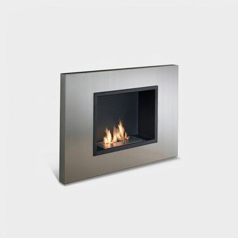 Wand-Biokamin aus satiniertem Edelstahl mit Bioethanol Nordic Flame