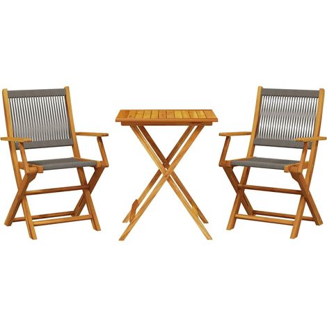 Maison Exclusive - Set da Bistrot 3pz Grigio in Polipropilene e Legno Massello (1/5)