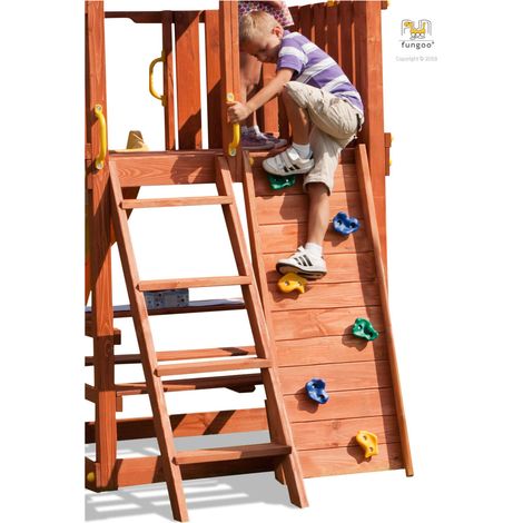 Fungoo Modul "Step On", teak, Kletterwand mit Klettersteinen (1/5)