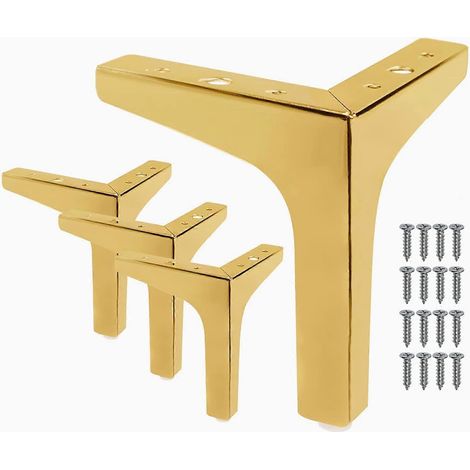 Verstellbare Schrankbeine, 17 cm / 7 Zoll, Gold, 4er-Set Moderne Tischbeine, dreieckige Metallfüße Ersatz-Sofabeine, 17 cm / 7 Zoll, Gold