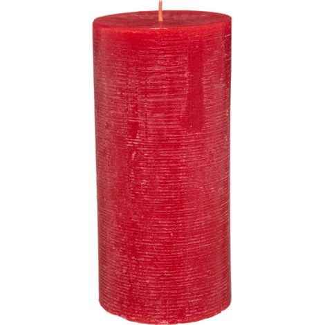 Bougie Cylindrique "Rustic" 14cm Rouge (1/3)