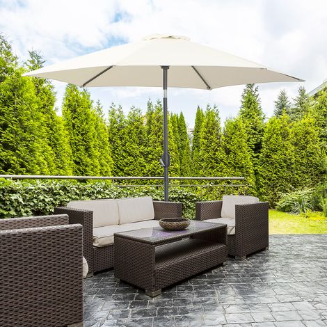 Parasol déporté manivelle 2.6m aluminium polyester beige 180g/m²
