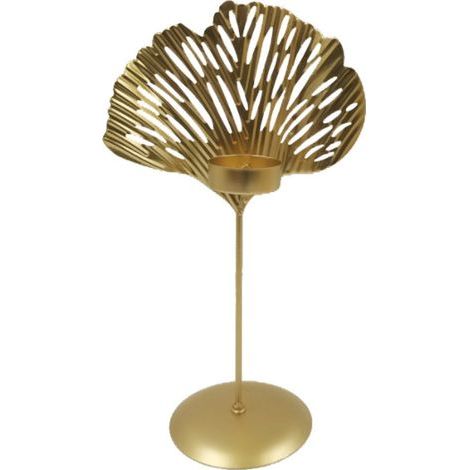 Bougeoir rond en métal doré pour table (1/4)