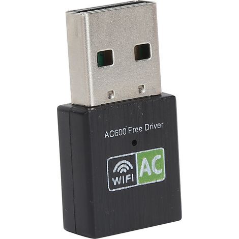 Adaptateur Wi-Fi USB avec récepteur Ethernet 600 Mbps, carte réseau sans fil double bande 2,4 GHz/5 GHz, noir (1/5)