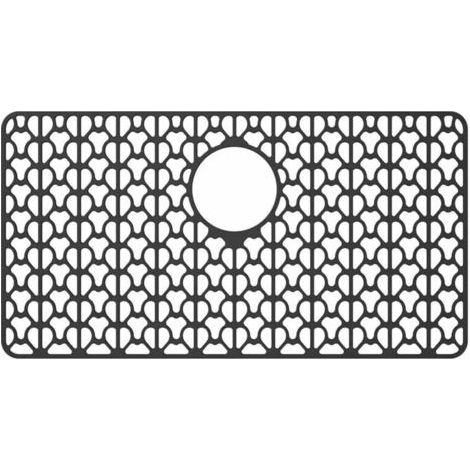 Tapis d'évier en silicone, tapis de protection, adapté aux éviers, résistant aux hautes températures, pliable, antidérapant, tapis de drainage, 66 x 35 cm (gris). (1/5)