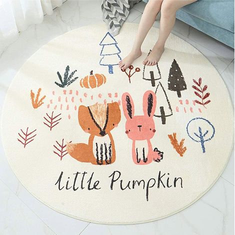 Tapis de jeu rond doux et lavable pour chambre d'enfant et salon (1/5)