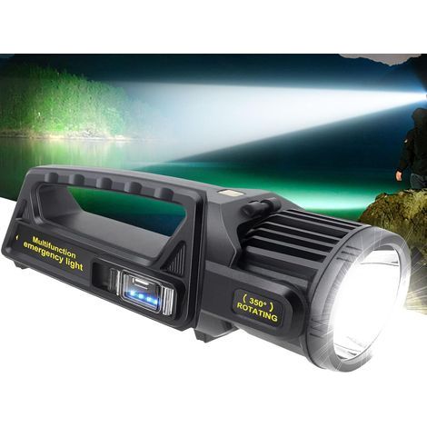 1450000 L Spotlight, Rechargeable Led Spotlight Flashlight with 350° Rotate Head, 9 Modes Super Bright Spot Lights Outdoor Handheld, IPX6 Waterproof Solar Flashlight for Emergencies,XX-Large (1/5)