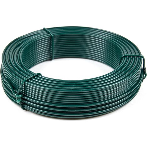 Filo di ferro plastificato verde Ø2,2 mm Rotolo 50 m Filo metallico rivestito in PVC per legatura giardino, filo tensione recinzione, fai da te