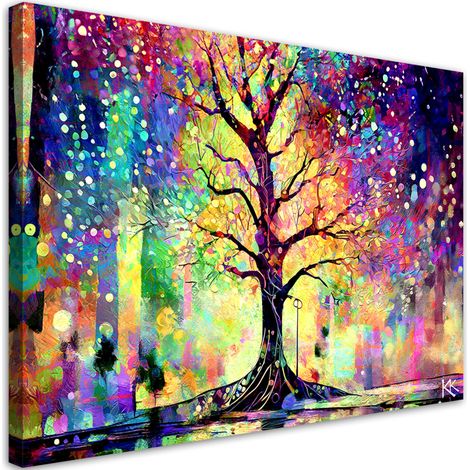 Tableau sur toile Tableau sur toile Arbre coloré 60x40 (1/5)