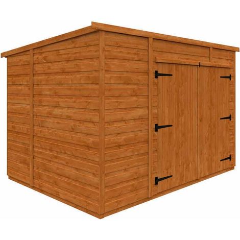 8x6 Flex Pent Bike Store 12mm Flex - L243.8 x W175 x H179.1 cm - Solid Wood/Softwood/Pine - Burnt Orange