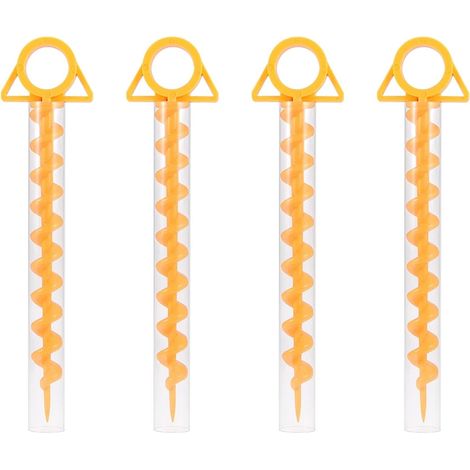 Piquets de Tente Spirale Sardine Tente Tent Peg Tente en Spirale Durable Piquet de Tente en Plastique Piquets de Tente 30 cm pour Tentes, Trampolines, Animaux de Compagnie, avec Tube, 4 Pièces