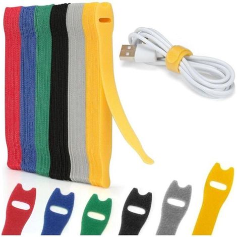 120 bridas de nailon reutilizables, de 200 x 15 mm, con cierre ajustable de velcro, disponibles en 6 colores. (1/4)