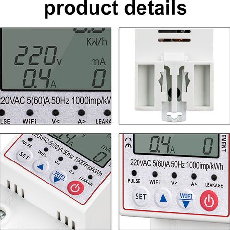 Tuya WiFi Intelligent Automatic Resetting Multifunctional Protector Circuit Monitoring Current Voltage Circuit Breaker Display LCD Switch Power Meter Adjustable Value Protections Control Mobile Phone (1/5)