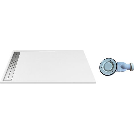 Piatto per doccia da posare o da a incasso 140 x 80 cm in Resina con sifone Bianco - LYROSA