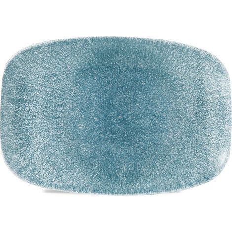 Plat oblong en céramique Raku bleu topaze 13 1/2" x 9 1/4" / 344 x 234 mm - Finedine (1/4)