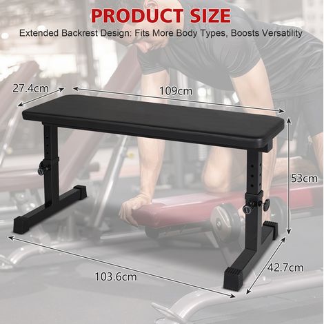 Panca per pesi regolabile in altezza, 110 x 45 cm, 200 kg, nera HAVRYA
