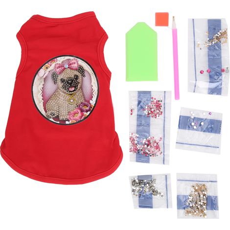 Gilet pour animaux de compagnie, vêtements pour petits chiens et chats, peinture strass, chemise d'été douce et respirante, rouge, taille S (1/5)