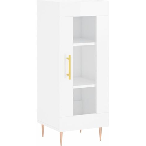 vidaXL Credenza Bianco Lucido 34,5x34x90 cm in Legno Multistrato (1/5)