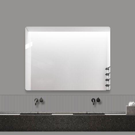 Miroir mural sans cadre 60x80 cm HD sans cuivre, moderne, incassable, suspension verticale/horizontale - Argent (1/5)
