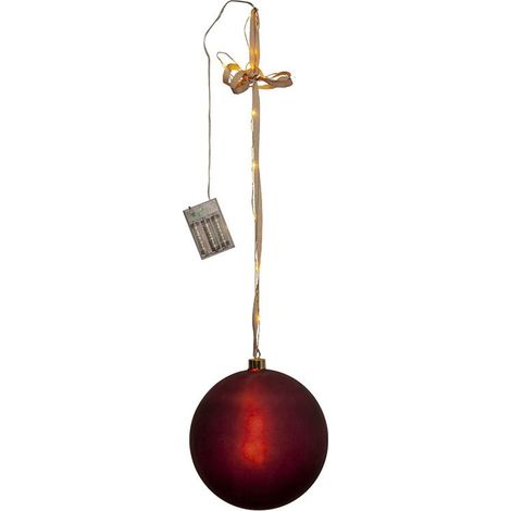 Guirlande lumineuse de Noël à piles « Bliss » avec boule, 20 LED en forme de goutte de rosée, minuterie, rouge, Ø 20 cm