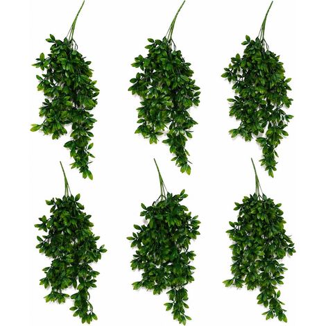 Pack of 6 x 70cm Artificial Trailing Laurel Leaf Hanging Plant Realistic Green Plastic Foliage (1/4)