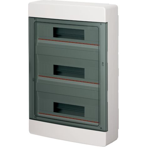Centralino da parete, 54 (3x18) moduli, con morsettiera 6x10mm, bianco, IP40, sportello reversibile fumè - Elettrocanali EC60054BE (1/2)