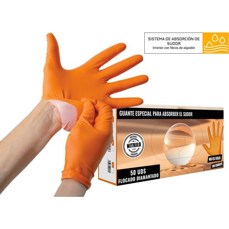 GUANTES NITRILO DIAMANTADOS ABSORBE SUDOR SUPER RESISTENTES REUTILIZABLE Talla M