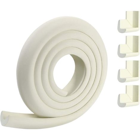 Striscia di protezione perimetrale in schiuma a forma di U, lunga 2 metri, con 4 protezioni angolari, per case e asili nido, colore marrone. (1/5)
