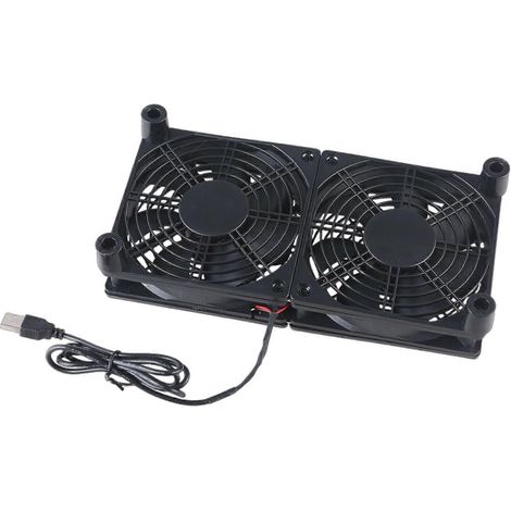 Router-Lüfter für TV-Box-Radiatorlüfter-Basishalterung 2-Lüfter-Design USB 5V2A Stromversorgung 240mm Ständerhalterung Mehrfarbig (Kunststoffgitter) (1/5)