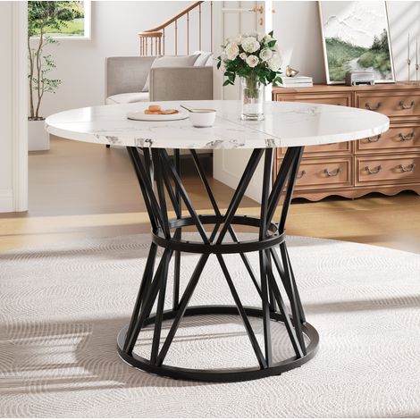 Tavolo da pranzo rotondo 100 x 100 x 76 cm in MDF nero HAVRYA (1/5)