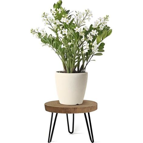 Support Pour Plantes En Bois-Noir-Avec 3 Pieds-Table D'Appoint Ronde-Charge Élevée-Pour La Maison,Le Jardin,L'Intérieur Et L[CA352] (1/5)