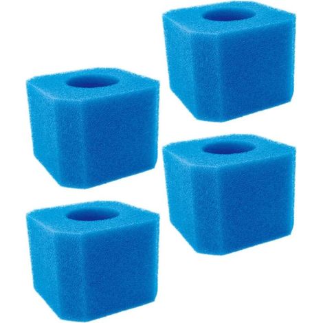 CCYKXALot de 4 Éponges Filtrantes Carrées pour Piscine Bleu,Mousse PU Résistante aux Alcalins,Matériau de Filtration pour Préfiltre Pompe Piscine et Système (1/5)