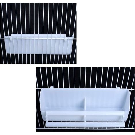 2 Pièces Bol d'alimentation pour oiseaux en plastique blanc, double gamelle eau et nourriture pour cage à oiseaux, mangeoire, écuelle blanche (1/5)