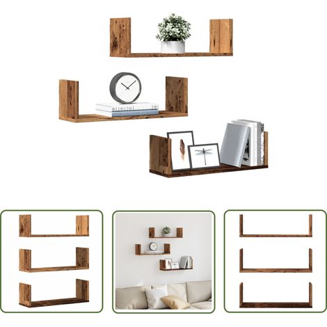 vidaXL Wandregale 3 Stk. Altholz-Optik 58x18x18 cm Holzwerkstoff (1/5)