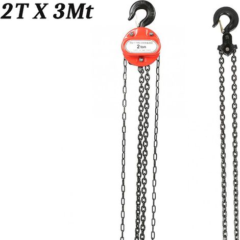 Paranco Manuale a Catena 2tx3M 2000KG Montacarichi Sollevatore Vericello Argano (1/5)