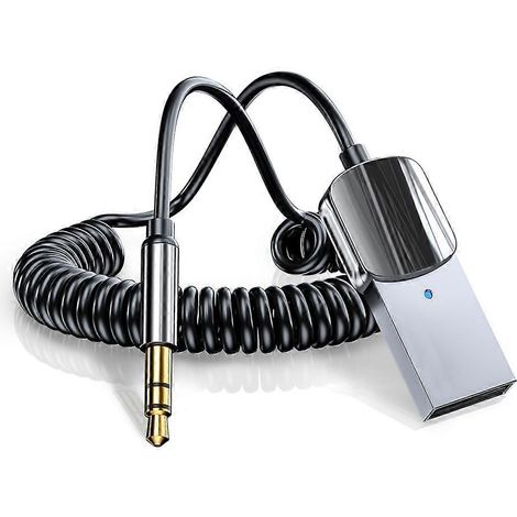 Adaptateur Bluetooth 5.0 AUX, récepteur sans fil pour voiture, kit mains libres audio USB vers prise jack 3,5 mm avec microphone et haut-parleur intégrés (1/5)