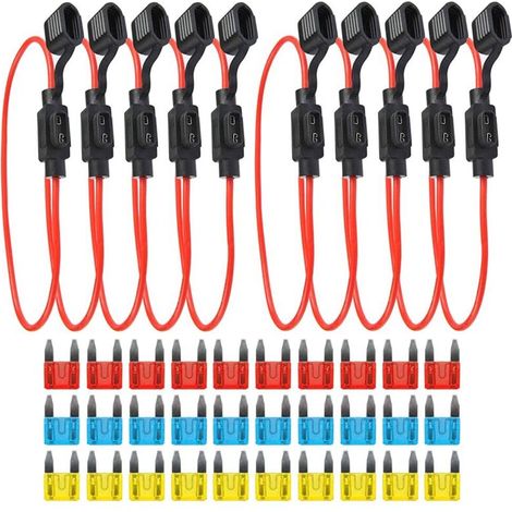 Confezione da 10 portafusibili per auto con alloggiamento completamente incapsulato, portafusibili a lama, portafusibili per auto impermeabile, portafusibili a lama in linea