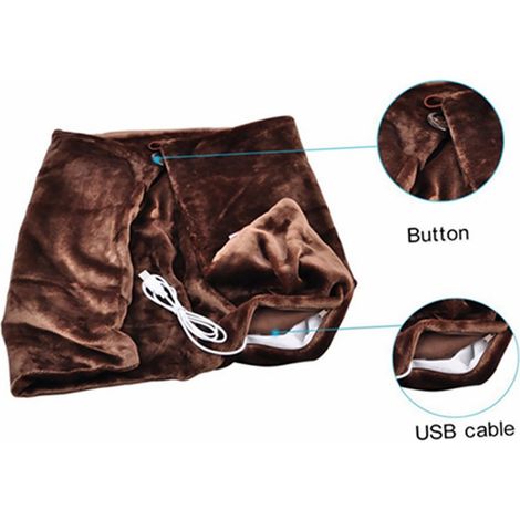 Couverture Chauffante Électrique - 130 x 150 cm - Fleece Mink - USB Alimenté - Pour Canapé Chambre ou Voyages - 1 Pièce (1/2)