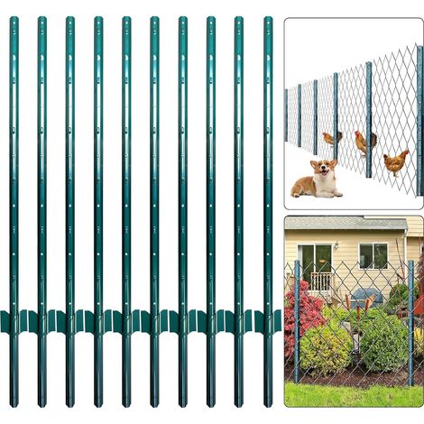 Piquets en U pour Clôture, Lot de 10 152 CM Haut Acier Galvanisé Antirouille, Installation Facile pour Jardin ou Élevage (1/5)