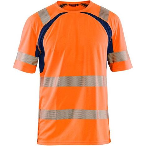 Maglietta da lavoro antiradiazioni UV ad alta visibilità 3397 - Arancione fluorescente/Marine M (1/4)