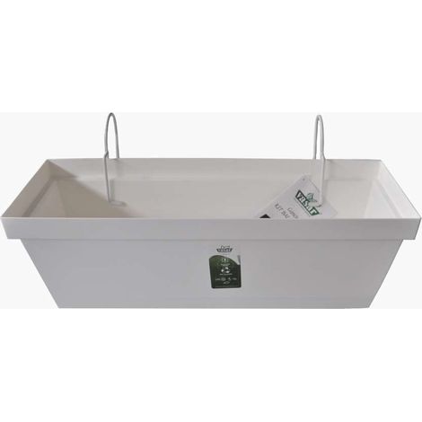 Balconiera Bianca Colorado con Sottovaso e Ganci Grippo - 50x18x17cm