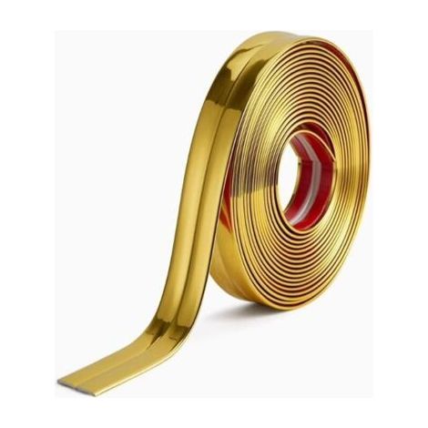 Lntyq Cornière PVC,5mx2cm Revêtements d'angle Autocollant Plinthe Souple Protection d'angle Bordure d’angle de Mur Bande Décorative pour Plans de Travail,Carrelage, Coin de Mur,Meubles,Or 5M (1/5)