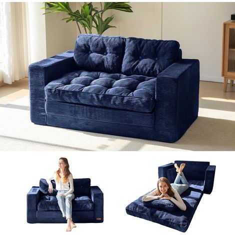 Canapé-lit de 140 cm de large avec coussin, 2 en 1, pliable, en velours, 2 places, avec fonction de sommeil, surface de couchage 101 x 196 cm, pour salon, chambre à coucher, salon (1/5)