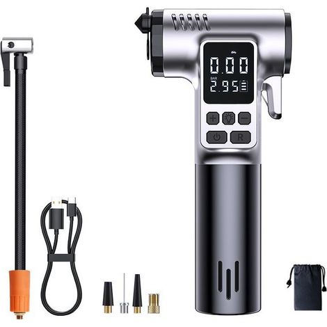Gonfleur de pneus sans fil pour voitures, 4000 mAh, 150 PSI, avec éclairage LED, marteau de sécurité, 5 modes, compresseur d'air rechargeable pour motos, vélos et voitures. (1/5)