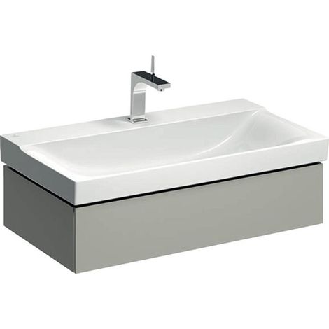 Meuble bas pour lavabo Geberit Xeno²,avec un tiroir: Largeur 88cm, Hauteur 22cm, Profondeur 46.2cm, Greige / Laqué mat
