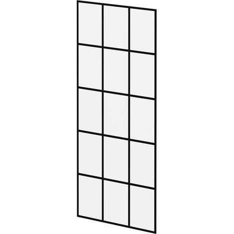 Pacco 8mm Clear with Black Printed Crittall Frame 1950mm x 800mm Walk In Shower Glass (1/5)