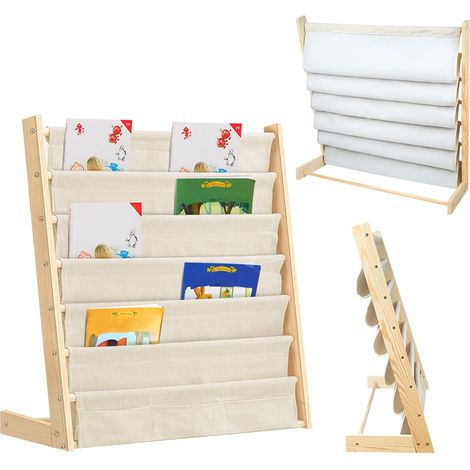 Bibliothèque Étagère à Livres Étagère de Rangement pour Enfants,6 Étages Métal Bibliothèque avec Compartiments de Rangement-75  30  79cm-Couleur Bois (2pc) (1/5)